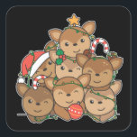 Sticker Carré Le Christ Tree Funny Animal Christmas<br><div class="desc">The deer look like a Christmas tree. Veuh fairy lights and Santa's hats they are perfect pour Christmas. Every deer lover is happy about cute animals for the holidays en hiver.</div>
