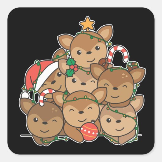 Sticker Carré Le Christ Tree Funny Animal Christmas (Devant)