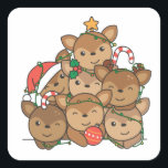 Sticker Carré Le Christ Tree Funny Animal Christmas<br><div class="desc">The deer look like a Christmas tree. Veuh fairy lights and Santa's hats they are perfect pour Christmas. Every deer lover is happy about cute animals for the holidays en hiver.</div>