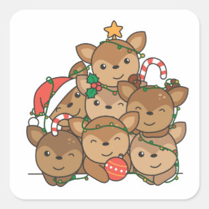 Sticker Carré Le Christ Tree Funny Animal Christmas