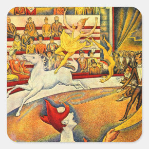 Sticker Carré Le Cirque par Georges Seurat, Vintage Fine Art