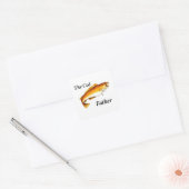 Sticker Carré Le Cod Père idéal de pêche présent. (Enveloppe)