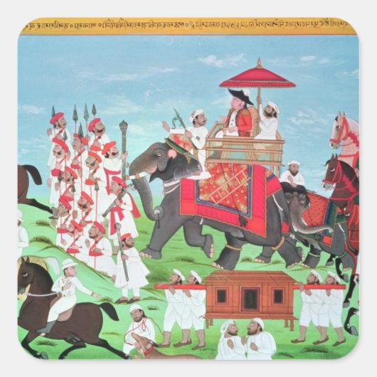 Sticker Carré Le colonel James Todd voyage par éléphant (Devant)