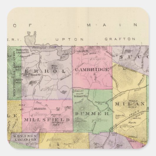 Sticker Carré Le comté de Coos, NH (Devant)