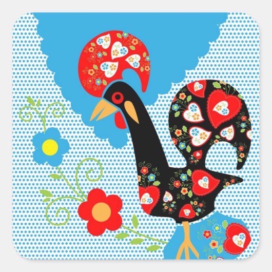 Sticker Carré Le coq portugais de Barcelos (Devant)