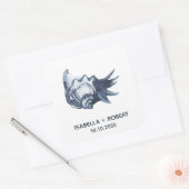 Sticker Carré Le coquillage bleu | Monogramme Mariage (Enveloppe)