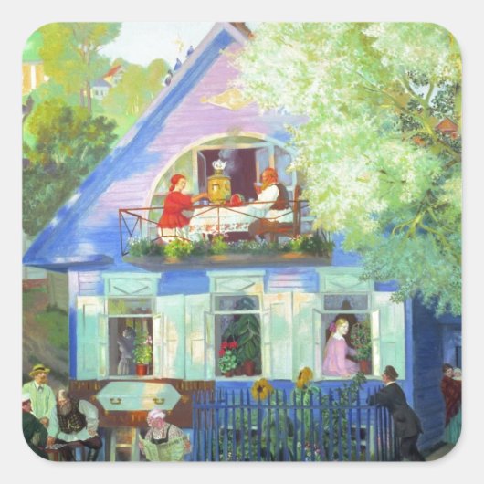 Sticker Carré Le Cottage Bleu (Devant)