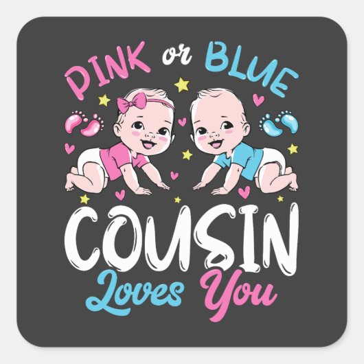 Sticker Carré Le Cousin Rose Ou Bleu Vous Aime (Devant)
