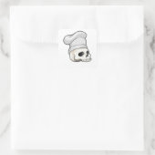 Sticker Carré Le crâne cuisiné avec le casquette chef (Sac)