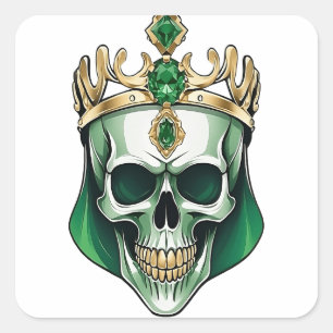 Sticker Carré Le crâne roi vert avec une couronne juive