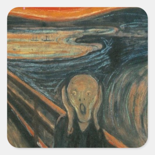 Sticker Carré Le Cri - Edvard Munch. Peinture d'art. (Devant)