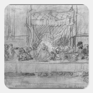 Sticker Carré Le dernier dîner, après fresque par Leonardo DA