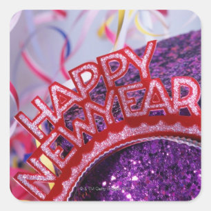 Sticker Carré Le diadème et le casquette pailleté de nouvelle