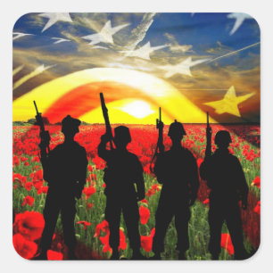 Sticker Carré Le drapeau américain du soldat américain