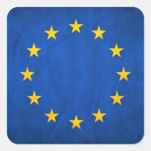 Sticker Carré Le drapeau de l'Union européenne, UE diminuent,