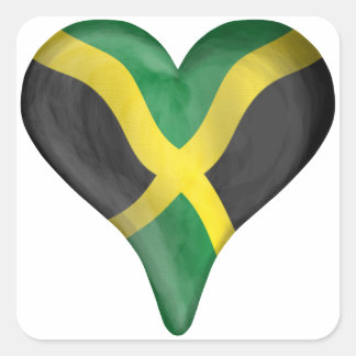 Sticker Carré Le Drapeau Jamaïcain Dans Un Coeur