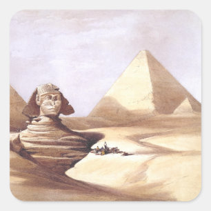 Sticker Carré Le Grand Sphinx, Pyramides de Gizeh
