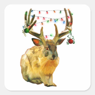 Sticker Carré Le Jackalope décoré de Noël