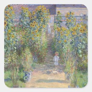 Sticker Carré Le Jardin de l'artiste à Vétheuil, Monet