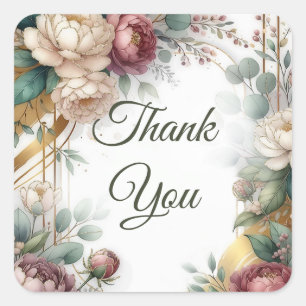 Sticker Carré Le Jardin Secret Doré Mariage Floral Glamour 