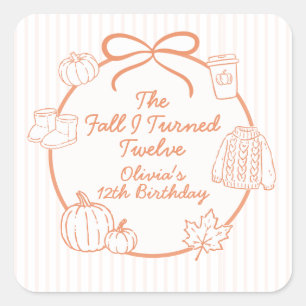 Sticker Carré Le jour de mes 12 ans - Automne 12e anniversaire