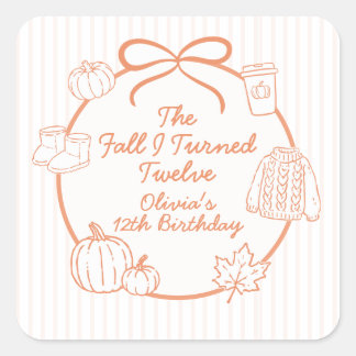 Sticker Carré Le jour de mes 12 ans - Automne 12e anniversaire