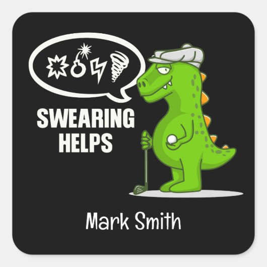 Sticker Carré Le jurage de golf aide drôle (Devant)