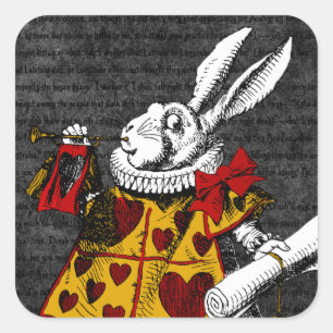 Sticker Carré Le lapin blanc {{{ Alice au pays des merveilles }}
