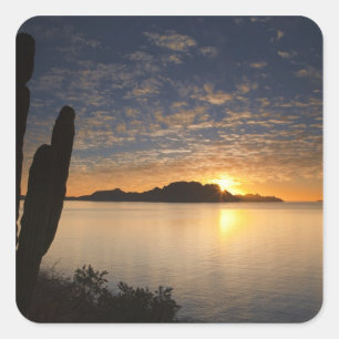 Sticker Carré Le lever de soleil sur Isla Danzante dans le golfe
