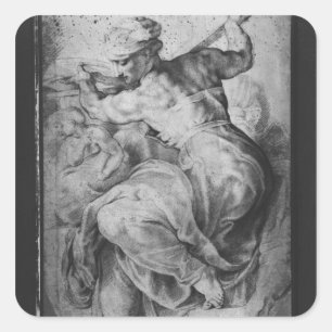 Sticker Carré Le Libyen Sibyl, après Michangelo Buonarroti