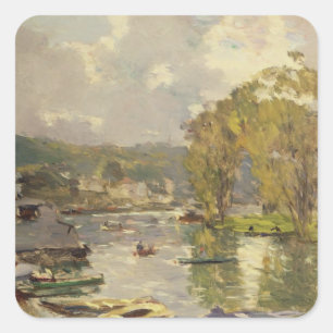Sticker Carré Le long de la Seine chez Meudon, c.1893 (huile sur