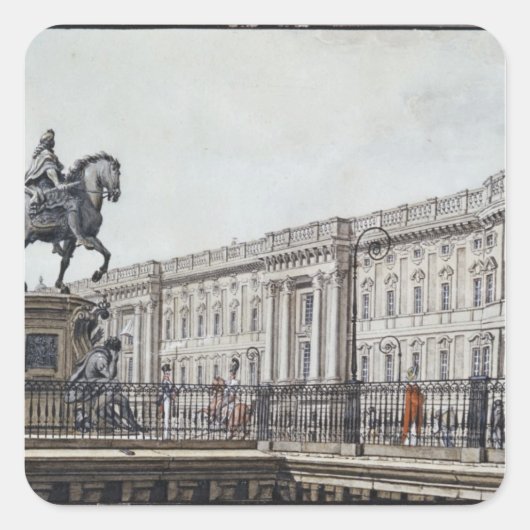 Sticker Carré Le long pont avec un monument aristocratique (Devant)