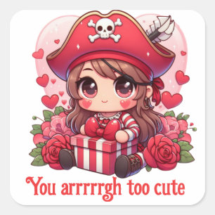 Sticker Carré Le magnifique pirate de la Saint Valentin