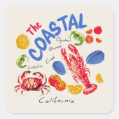 Sticker Carré Le Marché de Fruits de Mer Côtiers (Devant)