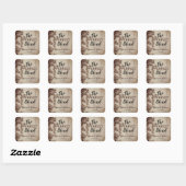 Sticker Carré Le Mariage De Café Rustique En Bois Parfait (Feuille)