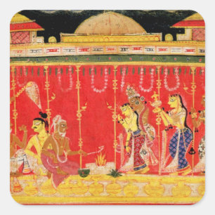 Sticker Carré Le mariage des parents de Krishna, d'une dispersio