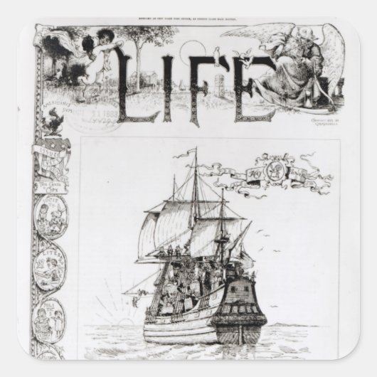 Sticker Carré Le Mayflower, couverture de 'Life' (Devant)