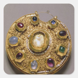 Sticker Carré Le médaillon de Kolt, or a placé avec des perles