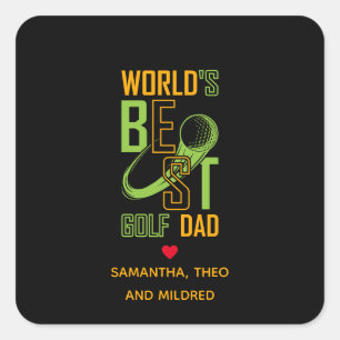 Sticker Carré Le meilleur papa de golf du monde   Cadeaux papa