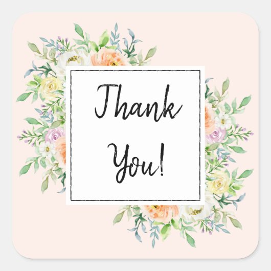 Sticker Carré Le Merci Floral Simplement Chic Privilégie (Devant)