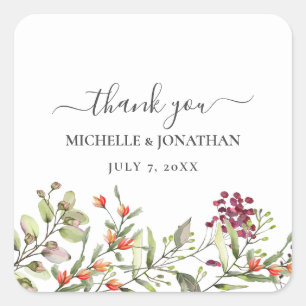 Sticker Carré Le Merci Mariage fleur sauvage Meadow privilégie