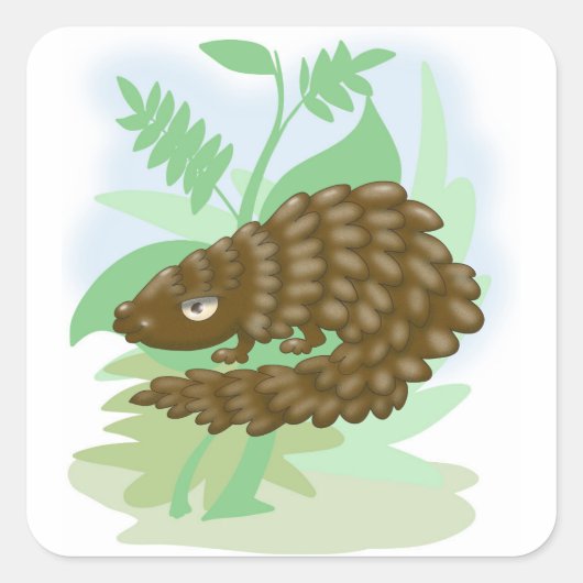Sticker Carré Le merveilleux petit pangolin (Devant)