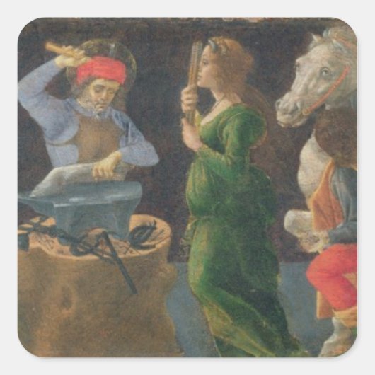 Sticker Carré Le Miracle de St. Eligius, panneau de prédella de (Devant)