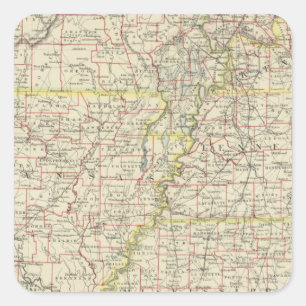 Sticker Carré Le Missouri, Arkansas, Kentucky, Tennessee