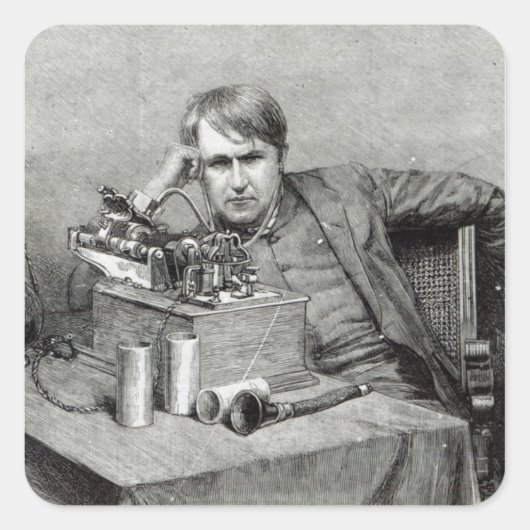 Sticker Carré Le nouveau phonographe de M. Edison (Devant)