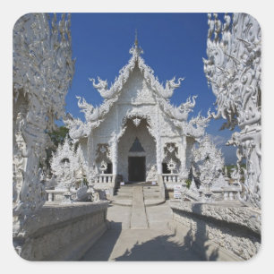 Sticker Carré Le nouveau temple entièrement blanc de Wat Rong Kh