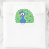 Sticker Carré Le paon bleu sauvage dans les bois (Sac)