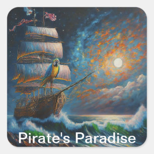 Sticker Carré Le paradis du pirate