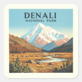 Sticker Carré Le Parc national de vintage Denali (Devant)