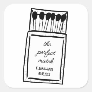 Sticker Carré Le Parfait Match Doodle Matchbook Wedding Favor